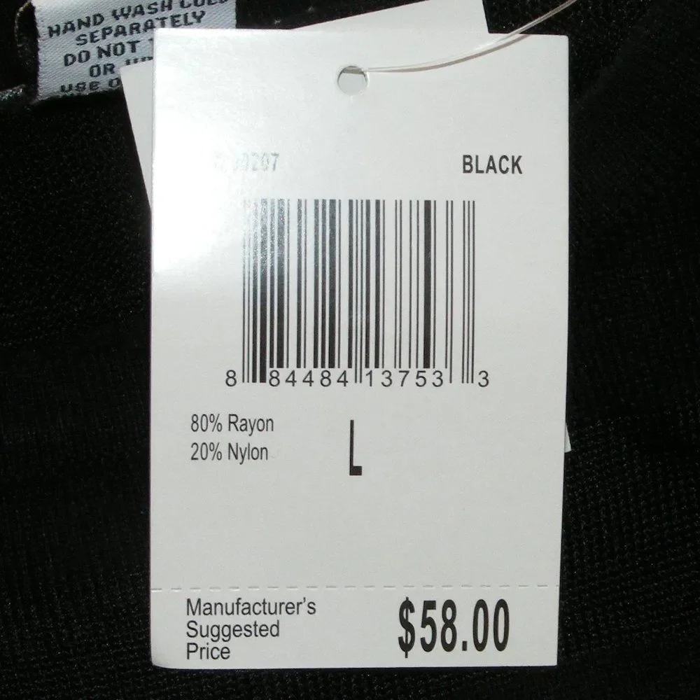 new CARMEN MARC VALVO Top, L, Knit, Sheer stripes. Black, Short sleeves - Picture 12 of 12